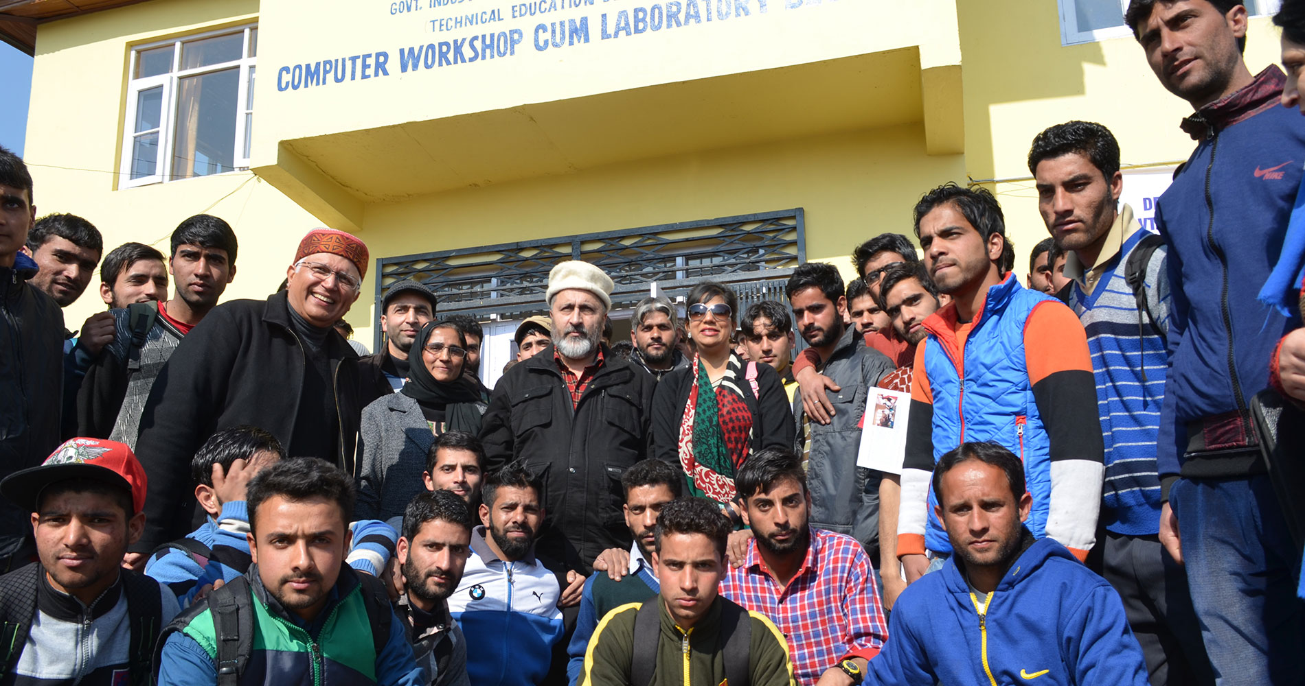 Youth gathered outside the Skill Training Centre, ITI Pattan