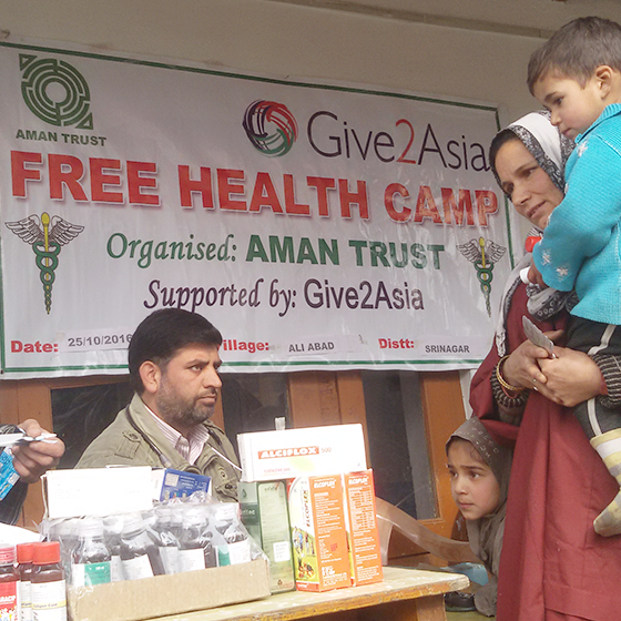 Free health camp organised by Aman Trust with Give2Asia