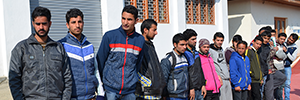 Youth queued at a skill training centre